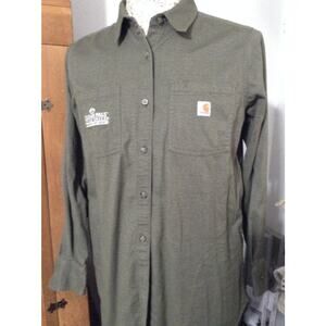 Carhartt Flannel Shirt Womens XL Rugged Flex Relaxed Fit Green Thousand Hills